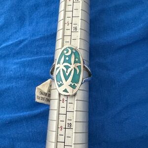 New Sterling Silver Turquoise Palm Tree Ring